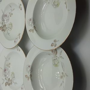 Johann Haviland Porcelian 4 Bowls Gold Rimmed Bavaria Germany Sweetheart Rose